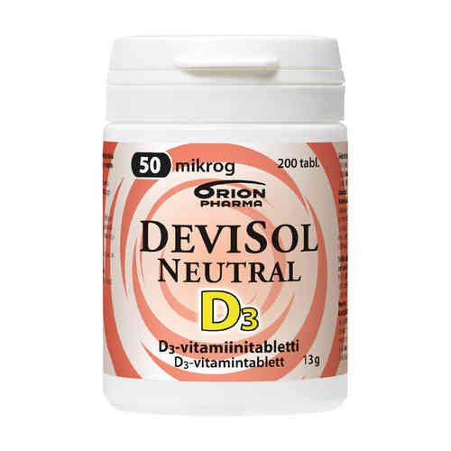 * * DEVISOL NEUTRAL D3-vitamiini 50 mikrog 200 tablettia
