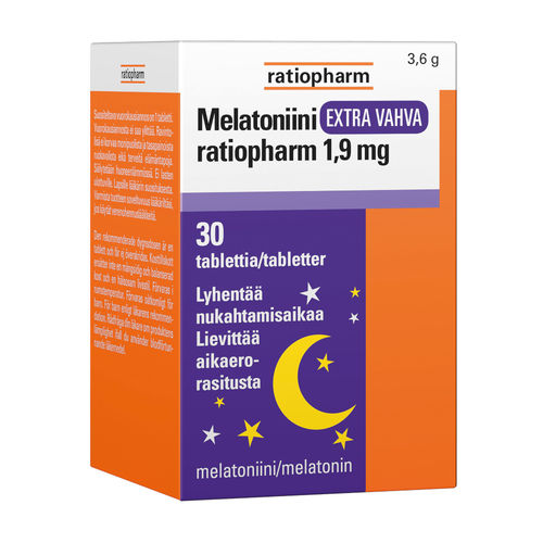 MELATONIINI RATIOPHARM EXTRA VAHVA 1,9 mg, eri kokoja