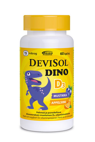 * * DEVISOL DINO D-vitamiini 15 mikrog pehmeä purutabletti