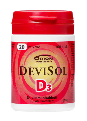 * * DEVISOL D3-vitamiini 20 mikrog purutabletti