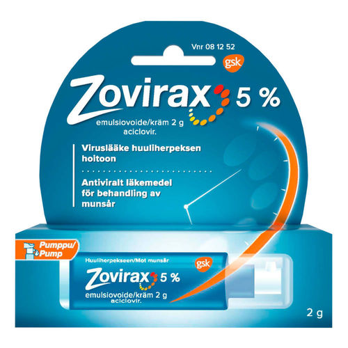 ZOVIRAX 5% huuliherpeslääke 2 g emulsiovoide, pumppupullo