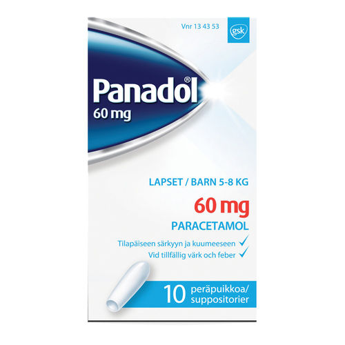 PANADOL 60 mg 10 peräpuikkoa (5-8 kiloisille lapsille)