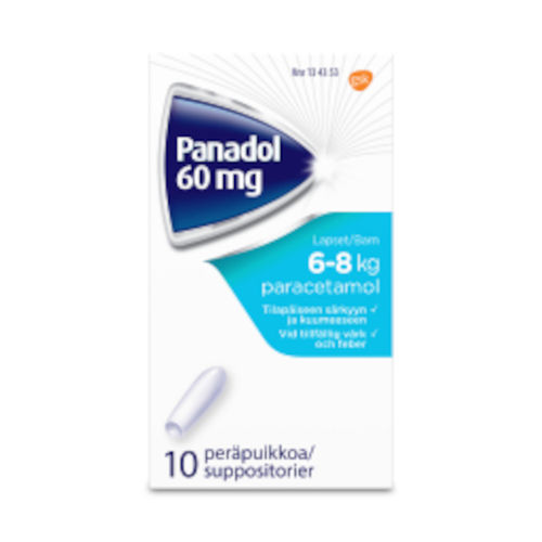 PANADOL 60 mg 10 peräpuikkoa (6-8 kiloisille lapsille)