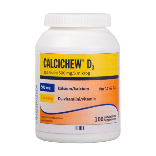 CALCICHEW-D3 appelsiini 500 mg/5 mikrog 100 purutablettia