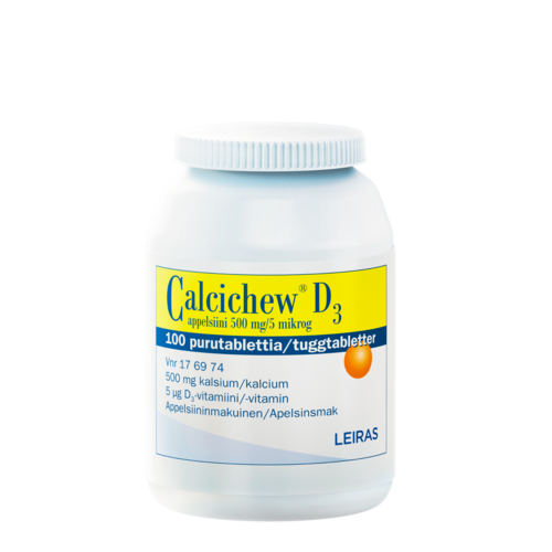 CALCICHEW-D3 Appelsiini kalsium-D-vitamiinilisä 100 purutablettia