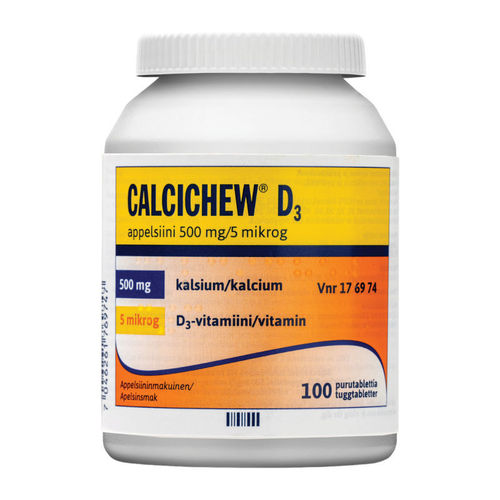 CALCICHEW-D3 appelsiini 500 mg/5 mikrog 100 purutablettia