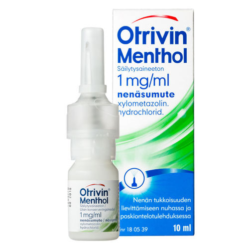 OTRIVIN MENTHOL 1 mg/ml säilytysaineeton nenäsumute 10 ml