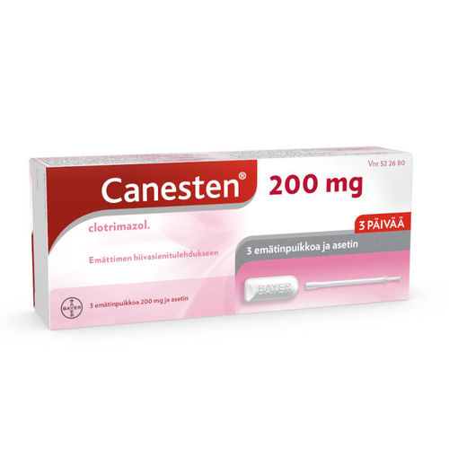CANESTEN 200 mg hiivan hoitoon 3 emätinpuikkoa