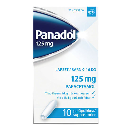PANADOL 125 mg 10 peräpuikkoa (9-16 kiloisille lapsille)