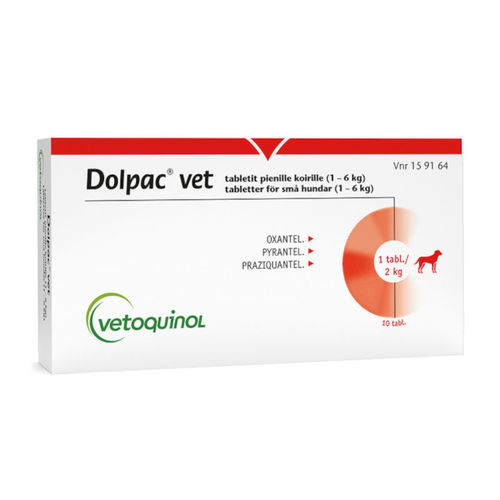 DOLPAC VET matolääke pienille (1-6 kg) koirille, 10 tablettia