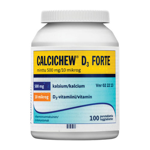 CALCICHEW D3 FORTE Minttu 500 mg/10 mikrog 100 purutablettia