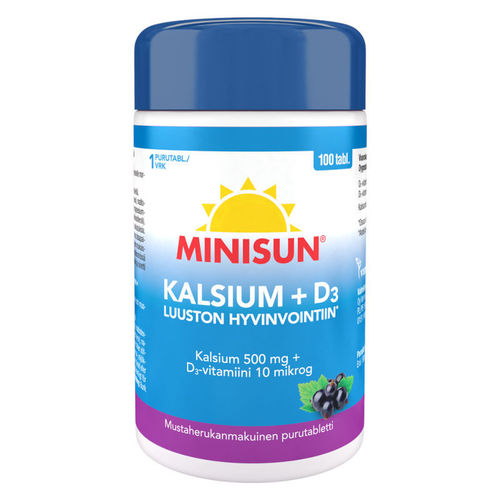 MINISUN KALSIUM + D3 500 mg/10 mikrog 100 purutablettia