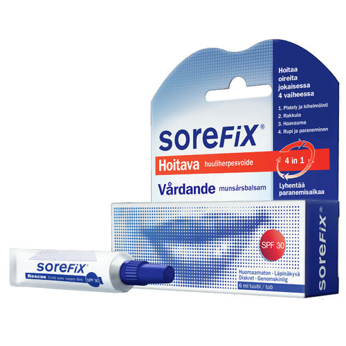 SOREFIX SPF30 hoitava huuliherpesvoide 6 ml tuubi