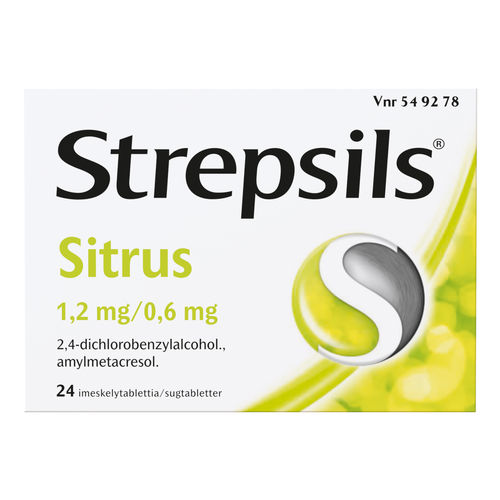 STREPSILS SITRUS 24 imeskelytablettia kurkkukipuun
