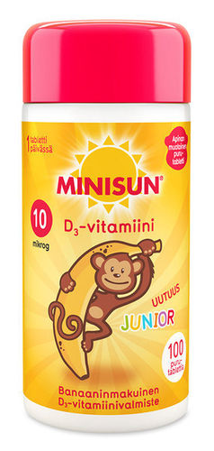MINISUN JUNIOR APINA D-vitamiini banaani 10 mikrog 100 purutablettia
