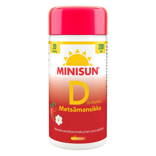 MINISUN METSÄMANSIKKA D-vitamiini 20 mikrog 200 purutablettia