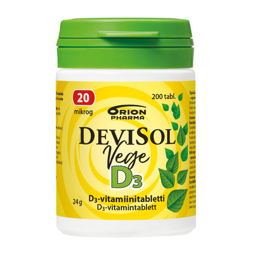 DEVISOL VEGE 20 mikrog kasviperäinen D3-vitamiini 200 tabl