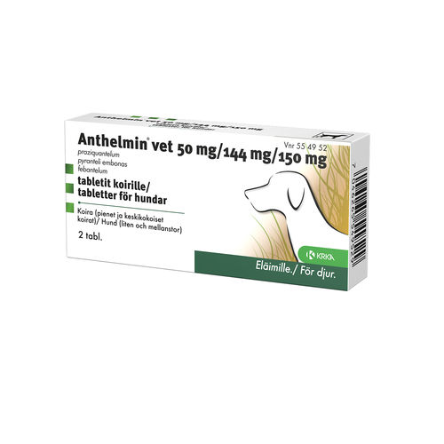 ANTHELMIN VET 50 mg/ 144 mg/ 150 mg matolääke koirille 2 tablettia