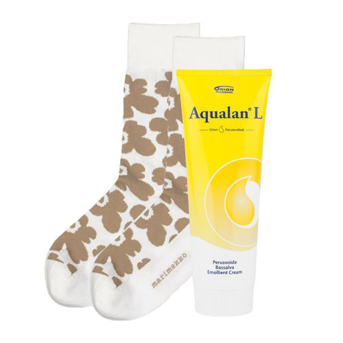Keräilykampanjan kaupanpäällinen! Marimekon Kirmailla Unikko -sukat ja Aqualan L 200 g