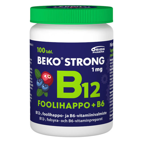 BEKO STRONG B12 1 mg + FOOLIHAPPO + B6 mustikka-karpalo purutabletti