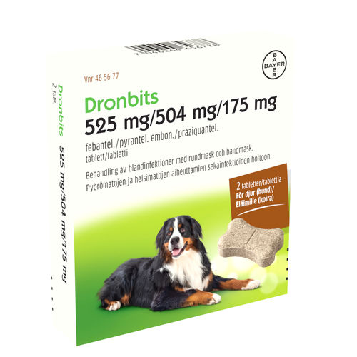 DRONBITS 525 mg/504 mg/175 mg matolääke koirille tabletti, eri pakkauskokoja