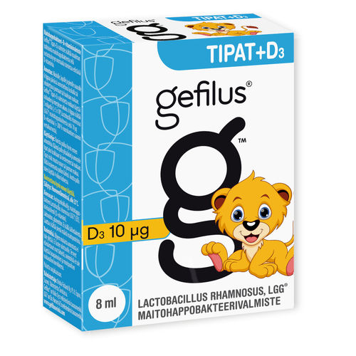 GEFILUS TIPAT + D3 - maitohappobakteeri-D-vitamiinivalmiste 8 ml *