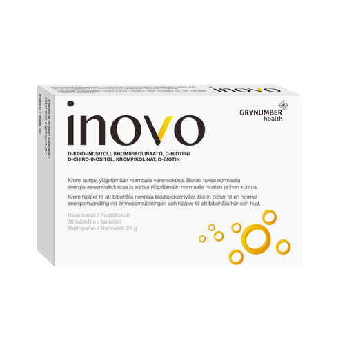 INOVO d-kiro-inusitoli, kromi- ja biotiiniravintolisä 30 tablettia *