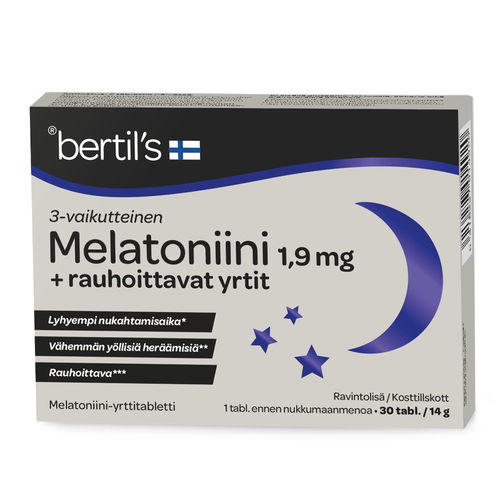 BERTIL'S MELATONIINI 1,9 MG + RAUHOITTAVAT YRTIT tabletti