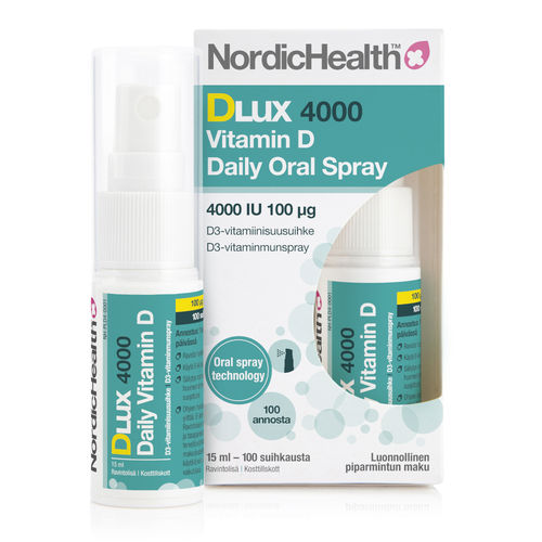 * * NORDIC HEALTH DLUX 4000 D3-vitamiinisuihke 100 mikrog 15 ml *