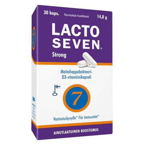 LACTO SEVEN STRONG maitohappobakteeri-D3-vitamiinikapseli 30 kapselia