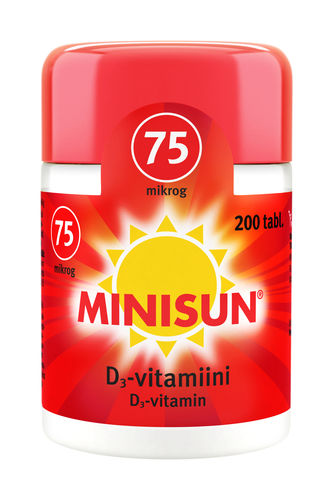 * * MINISUN 75 mikrog D-vitamiini, eri kokoja