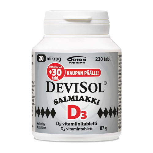 DEVISOL SALMIAKKI D3-vitamiini 20 mikrog 230 purutablettia