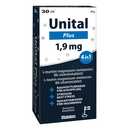 UNITAL PLUS 1,9 mg melatoniini 30 tablettia