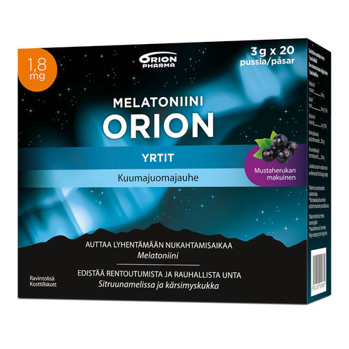 MELATONIINI ORION 1,8 mg YRTIT kuumajuomajauhe 20 pussia