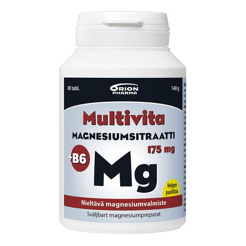 MULTIVITA MAGNESIUMSITRAATTI + B6 175 mg nieltävä tabletti